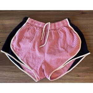 LAUREN JAMES SHORTIES PINK WHITE GINGHAM& NAVY RUNNING SHORTS WOMENS SIZE XS